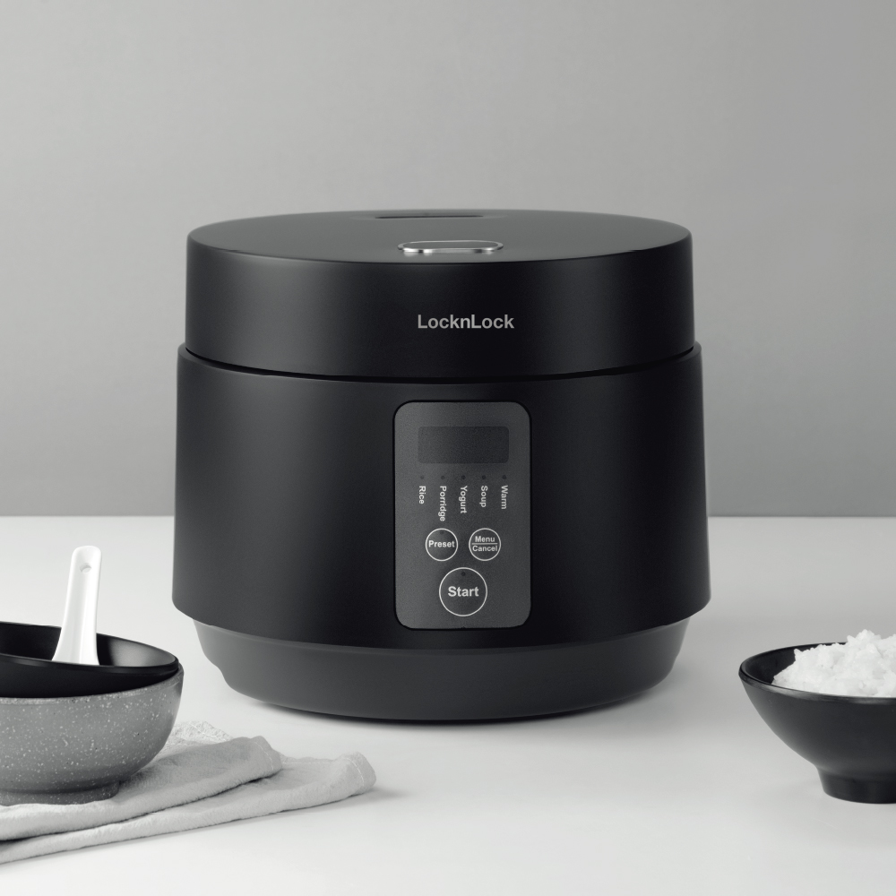 [Voucher 10% tối đa 300k] Nồi Cơm Điện LocknLock Rice Cooker 220V, 50Hz, 500W, 1.2L - Màu Đen - EJR346BLK